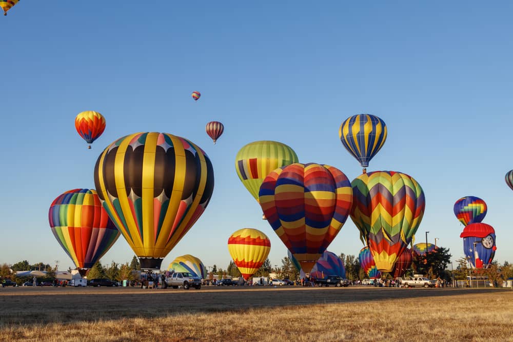 Hot air balloons at the Northwest Art and Air Festival in Albany Oregon
